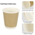 thumbnail image 3 of Kraft Paper Coffee Cups, 50 Pack 10 Oz x 90mm Double-Layer Disposable Hot/Cold Cups for Water, Milk, and Juice, 3 of 6