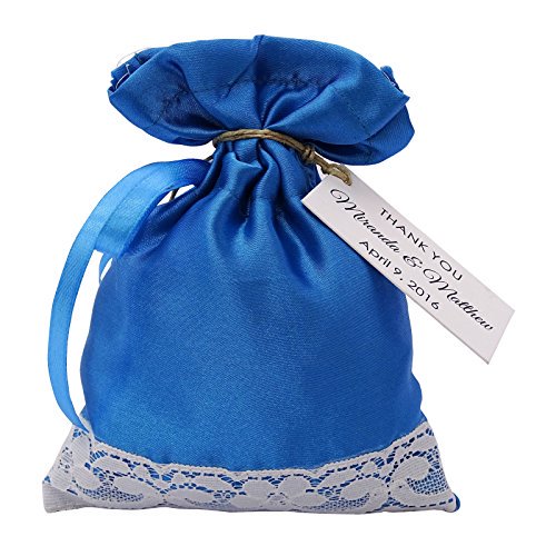 20 Satin Drawstring Gift Bags Small Printed Pouches Wedding Party Favor Bags With Personalized Tags