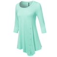 thumbnail image 2 of FashionOutfit Women's Casual Solid Soft Stretch Asymmetrical 3/4 Sleeve Button Tunic Top, 2 of 5