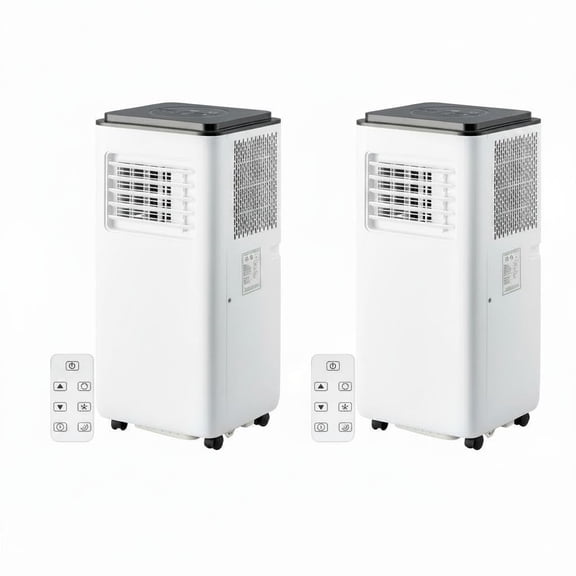 2 Pack 10000 BTU 3 In 1 Portable Air Conditioner, Cooling Dehumidifier Fan With Remote Control And Full Window Kit