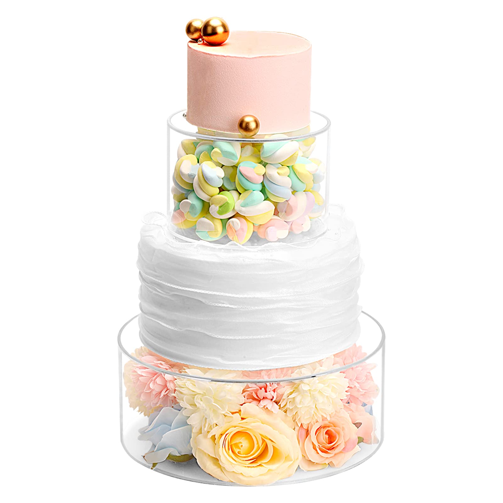 2pcs Fillable Clear Acrylic Cake Stand Cake Riser Cake Tier Round Cylinder Display Riser Display Box Decorative Centerpiece for Wedding Birthday Party One 10 Dx4 H inch One 6 Dx4 H inch Walmart