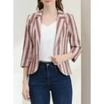 thumbnail image 6 of INSPIRE CHIC Women's Striped Blazer  3/4 Sleeves Casual Open Front Notched Lapel Blazer XL Brown Coffee, 6 of 9