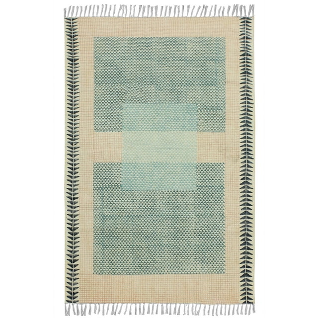 Casavani Handmade Cotton Area Rug Green Living Room Carpets Outdoor Patio Rug 12x15 feet