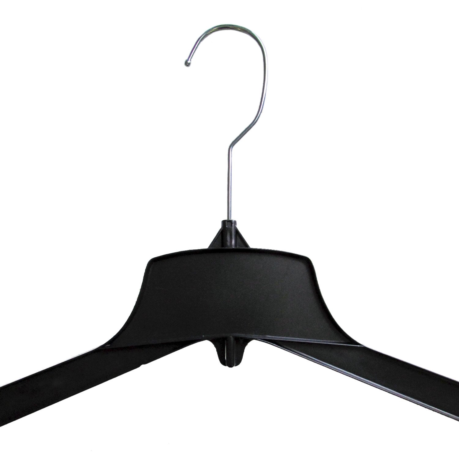 Hanger Central Recycled Heavy Duty Plastic Hangers, Long Polished Metal Swivel Hooks, 19 Inch, 50 Pack, Black
