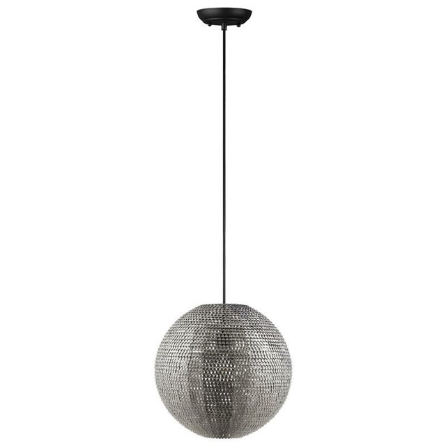 Walker Edison 16" Hand-Crafted Globe Sparkle Pendant Light - Nickel (silver)