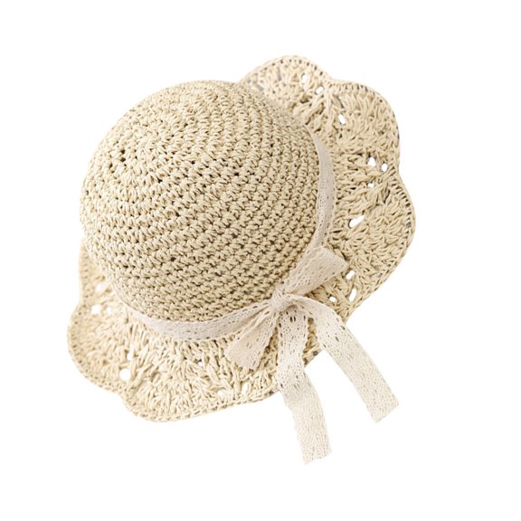 FONDOTIN 1Pcs Straw Hat For Girls With Sun Protection Wide Brim For Outdoor Summer Activities