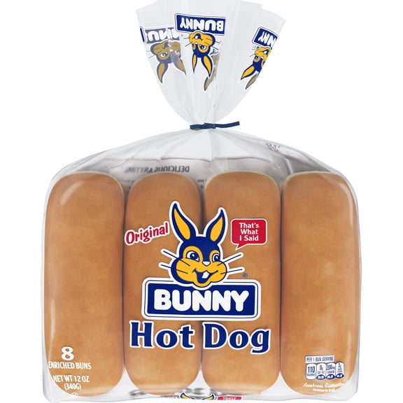 Bunny White Hot Dog Buns, 12 oz, 8 Count