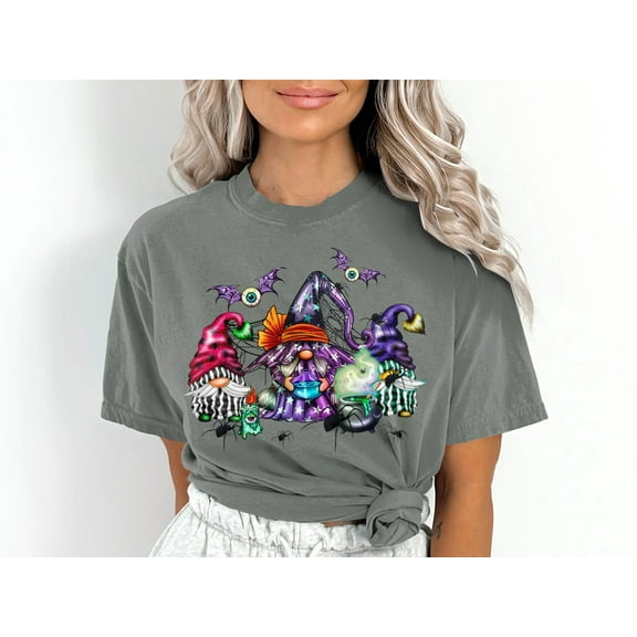 Women's Halloween Gnomes Spiders Bats T-Shirt
