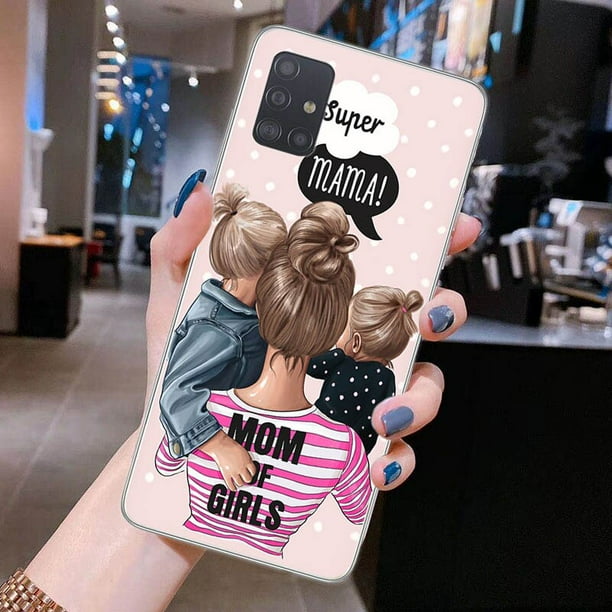 Funda de teléfono de TPU suave para Samsung Galaxy A72, A52, A32, 5G, A50, A70, A71, A21S, A31, A40, A41, A11, A12, A20, Super Mom, Baby Girl Boy Cover Fivean unisex