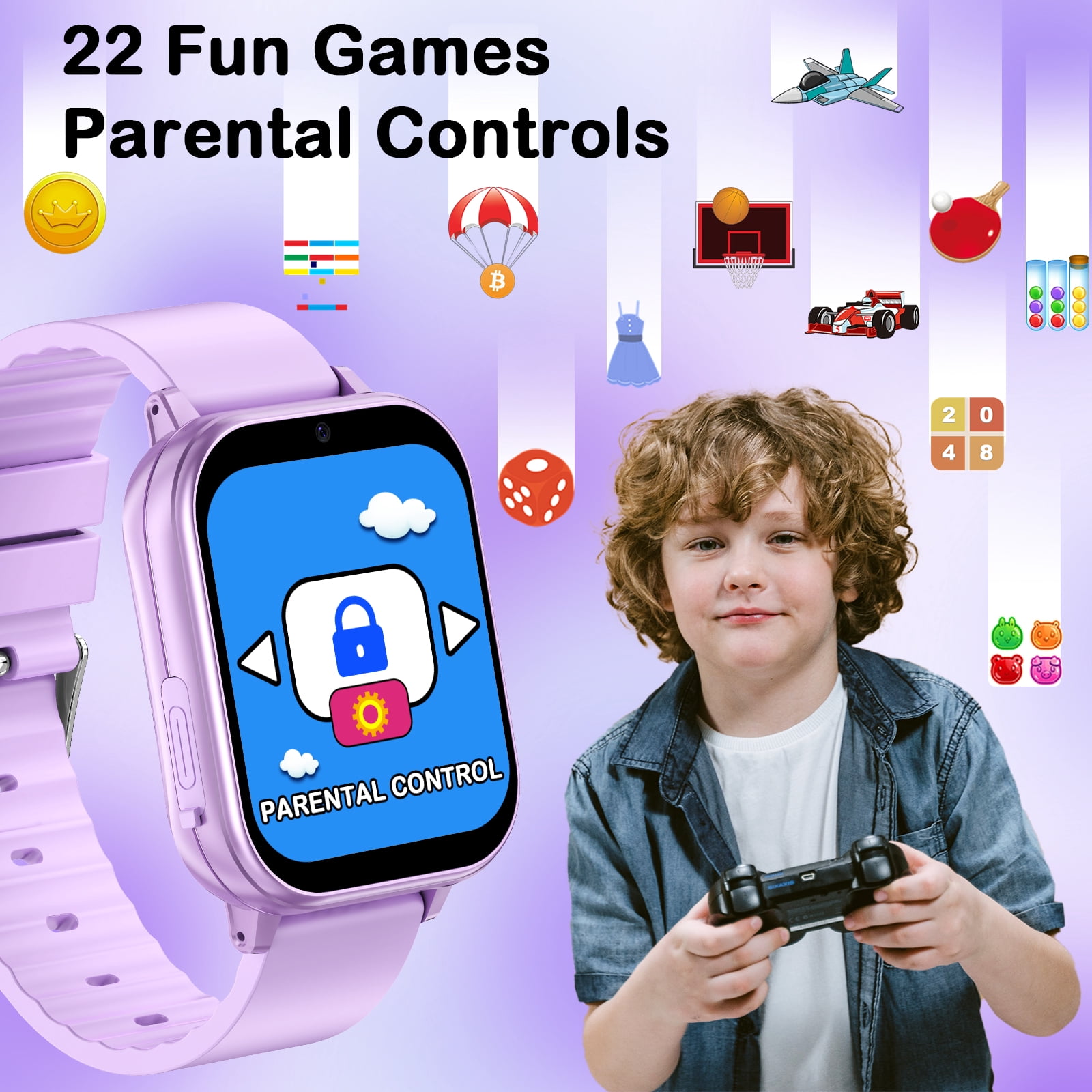 PTHTECHUS Smart Watch for Kids Toys Smartwatches for Boys and Girls with 22 Games HD Camera Video Music Player Pedometer Study Cards Audiostory Habit Tracking Gift for 4-14 Ys