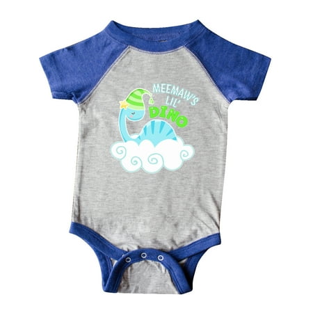 

Inktastic Meemaw s Lil Dino with Cute Blue Baby Dinosaur Gift Baby Boy or Baby Girl Bodysuit