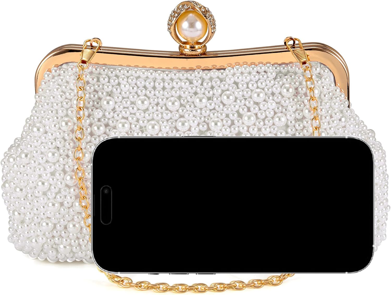 YooGuoGuo Pearl Clutch Purses for Women Evening Handbag Wedding Bridal Crossbody Bag for Party