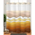 thumbnail image 2 of No Hook Shower Curtains, Burnt Orange Ombre Stripe Standard Shower Curtains with Snap in Liner, Abstract Summer Beach Coastal Waterproof Washable Fabric Bathroom Shower Curtain Sets, 66" x 72", 2 of 7