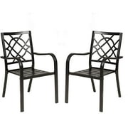 SOLAURA Patio Dining Chairs Outdoor Stackable Wrought Iron Chairs Set of 2 - Black