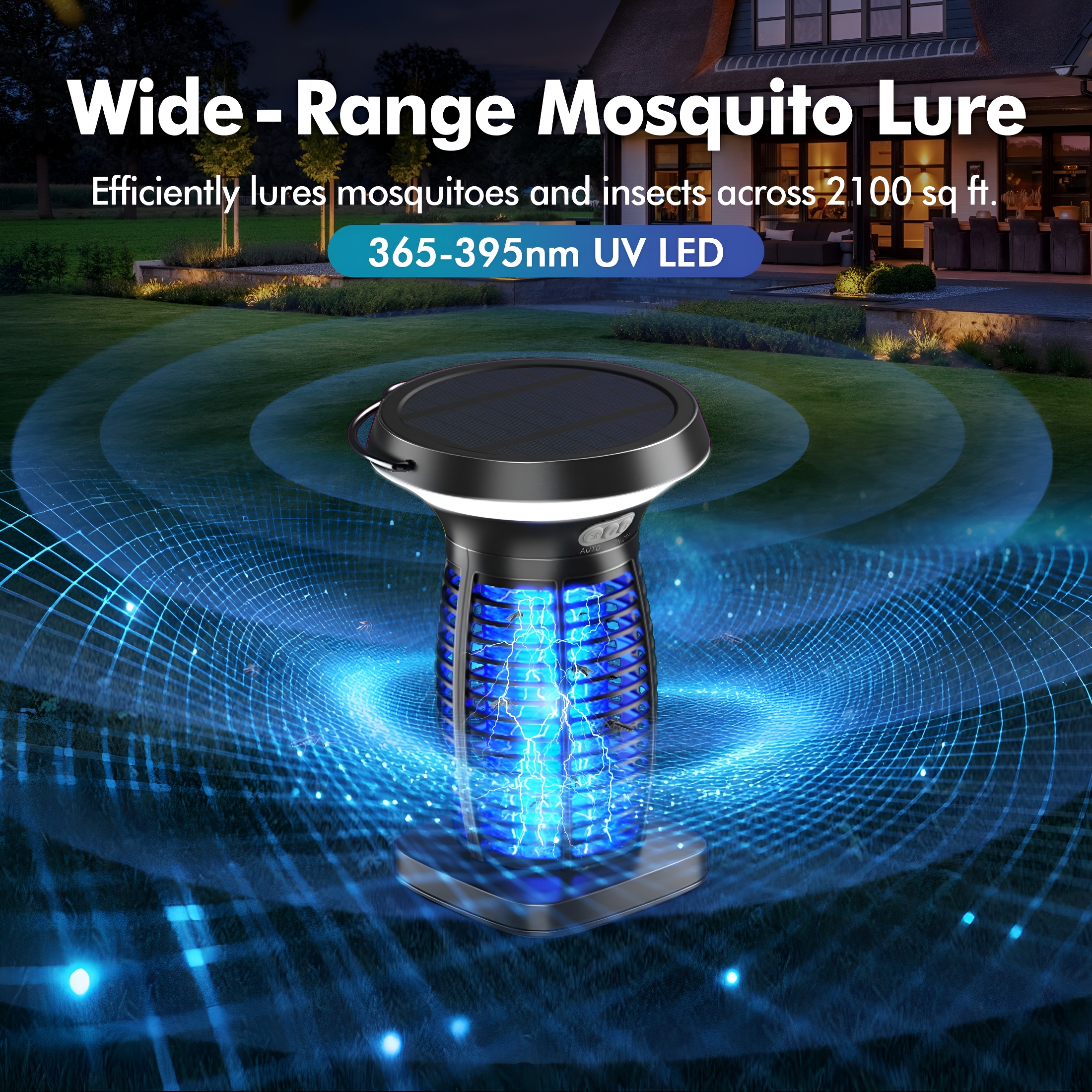 HIBIBUD 2026 New Solar Bug Zapper Outdoor,Waterproof Fly Mosquito Killer Lamp,4200V Electric Trap for Patio,Camping for Garden, Backyard, Porch, Terrace, Campsite 2Pcs