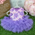 thumbnail image 4 of Pet Puppy Dog Princess Dress Pink Purple Bow Lace Tutu Skirt Doggie Dress for Small Dog Cat, 4 of 6
