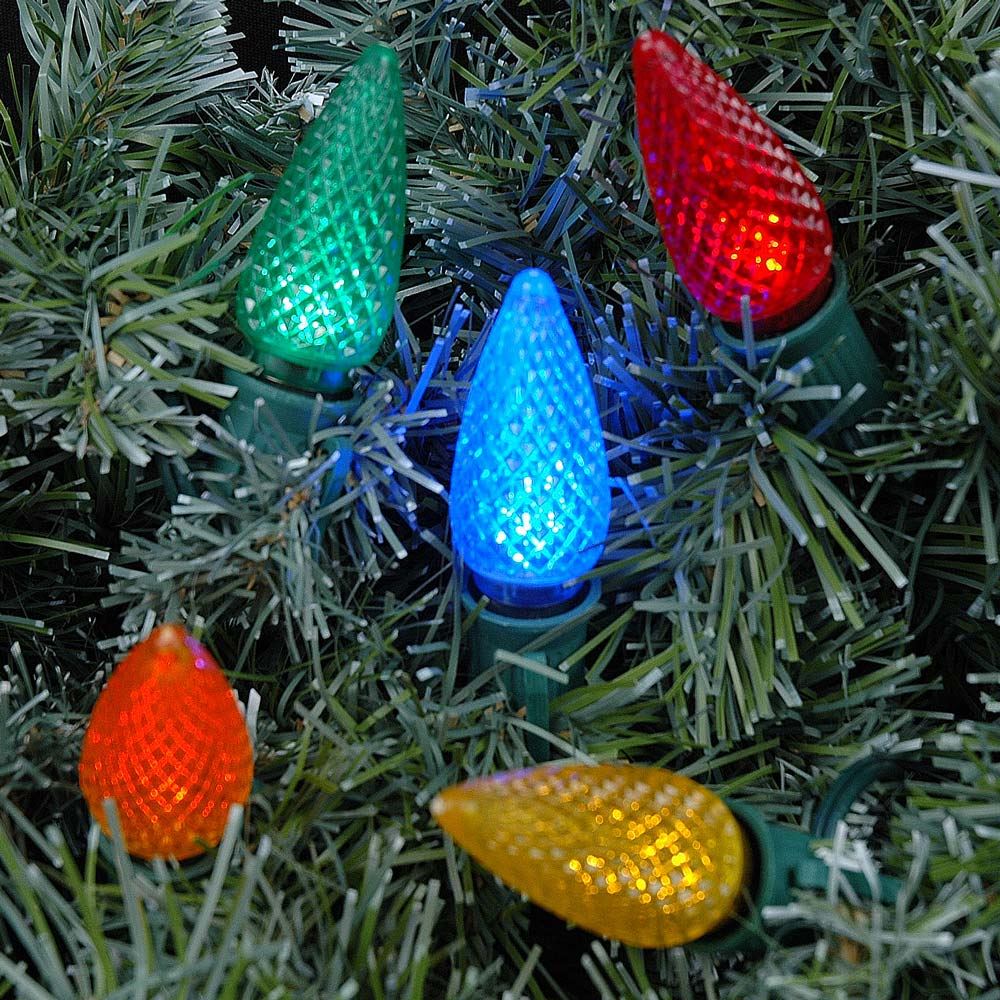 Novelty Lights Multicolor C9 LED Faceted Christmas Replacement Bulbs Dimmable 25 Pack