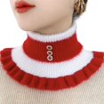 thumbnail image 2 of Eoperou Women Winter Scarf Fake High Collar Color Matching Ruffle Rhinestone Decor Knitted Elastic Warm Windproof Neck Protection Decorative Neck Warmer, 2 of 8