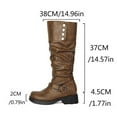 thumbnail image 3 of Women's Knee High Riding Tall Boots Platform Long Booties Wide Calf Boots Slouch Leather Western Boot Black, 3 of 8