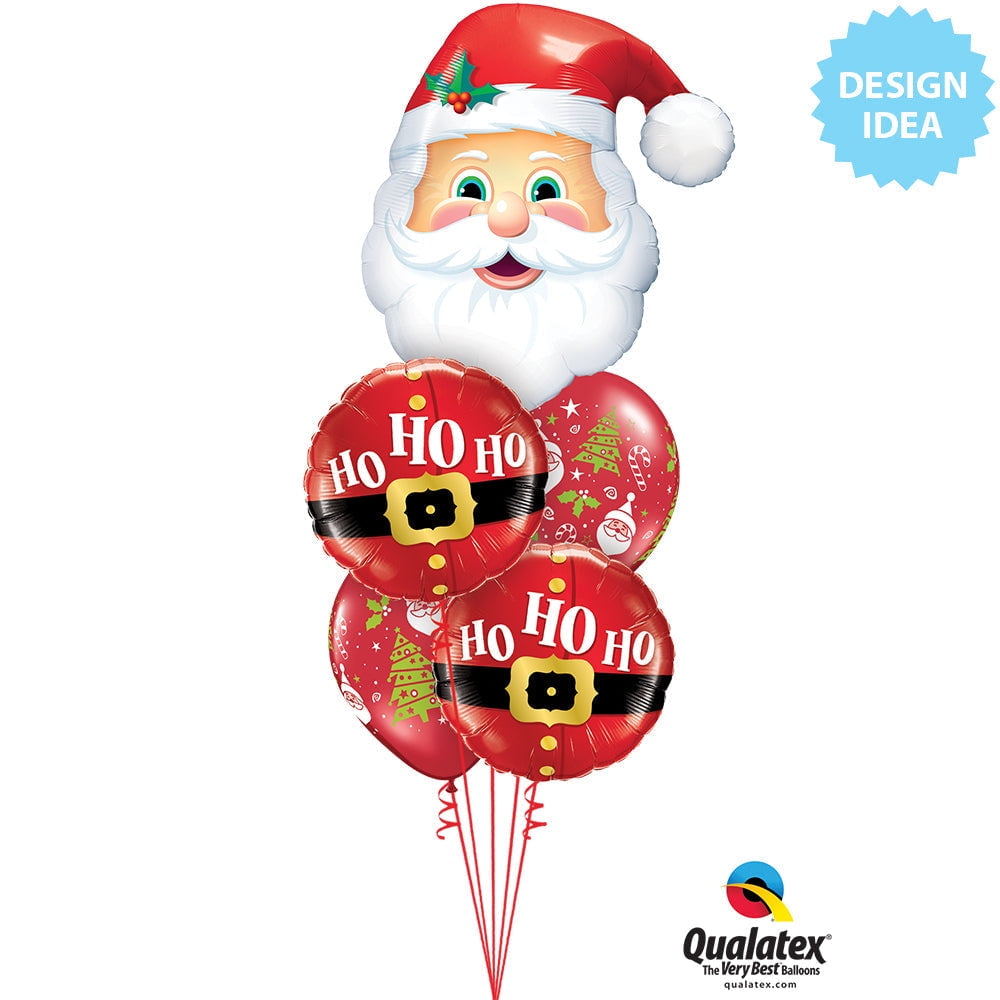 Qualatex Santa Face & Christmas Tree Designs 11" Latex Balloons, Red, 50 CT
