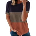 thumbnail image 1 of Hauts pour Femmes Mode Confortable Décontracté Col Rond Manches Courtes Imprimé Blouse, 1 of 4