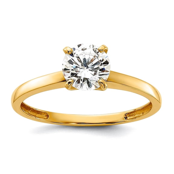 6.5mm 10k Solid Yellow Gold Polished Round Cubic Zirconia Solitaire Ring Size 7.00 Ring for Women
