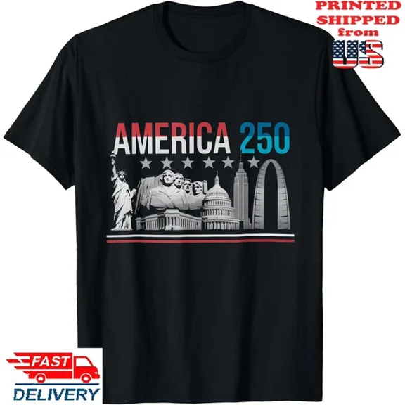 Hot Trending T-Shirt With America250 A 4Th Of July Celebration A Usa 250Th Anniversary T-Shirt, Unisex Tee Design Preview Only