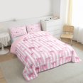 thumbnail image 3 of Feelyou Girly Pink Bow-tie Full Size Comforter Sets, Abstract Line Bedding Sets, 3pcs, 3 of 8