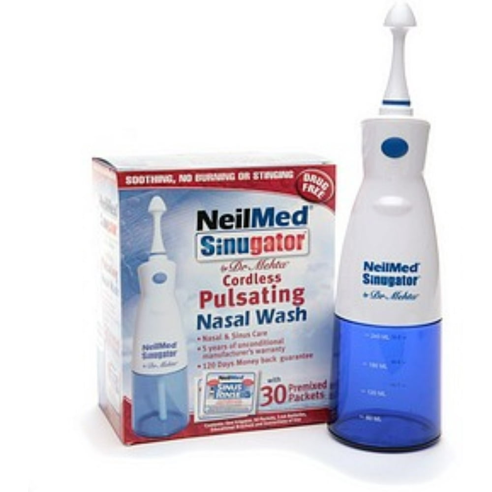 NeilMed Sinugator Cordless Pulsating Nasal Wash with 30 Premixed