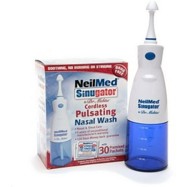 NeilMed Sinugator Cordless Pulsating Nasal Wash with 30 Premixed
