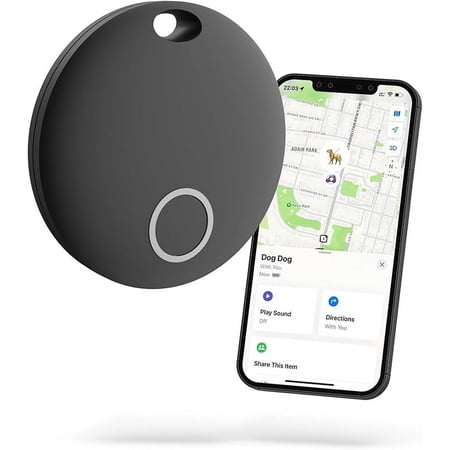 Air Tracker Tags Key Finder Item Locator Works with Apple Find My (iOS only),Track Your Wallet,Keys,Luggage,Bags,Bluetooth Wallet Tracker Waterproof IP67 (Black, 1-Pack)