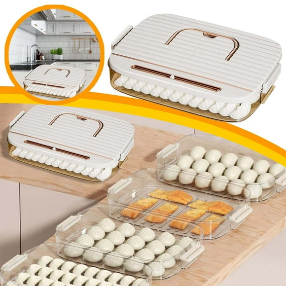 Large Food Containers with Lids Airtight Container Glass Food Storage Container Dumpling Cookie Container Transparent Food Preservation For Kitchen And Refrigerator Stackable Snack Container