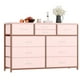 thumbnail image 1 of Cómoda Blanca de 5 Cajones para Dormitorio, Estructura de Madera Sólida con Patas de Metal, Cómoda Alta con Espejo y Gabinete, Fácil Ensamblaje, Ideal para Organizar Ropa y Accesorios - Color rosa, 1 of 7