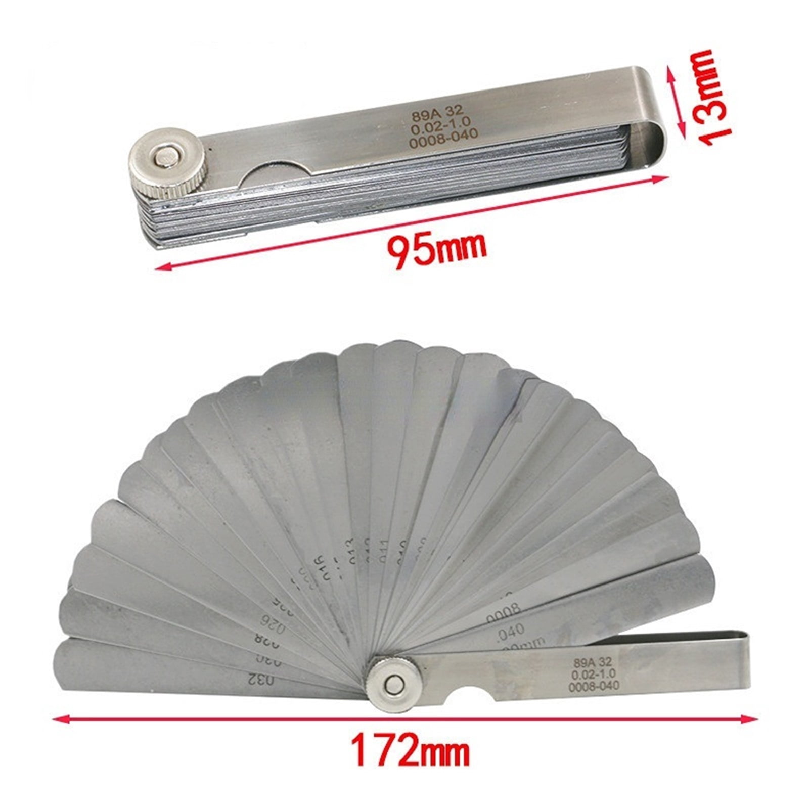 32Blades Metric Feeler Gauge High Precision 0.04-0.88 Thickness Gages Gap Filler Feeler Gauges Woodworking Measuring Tool ,Easy to Use