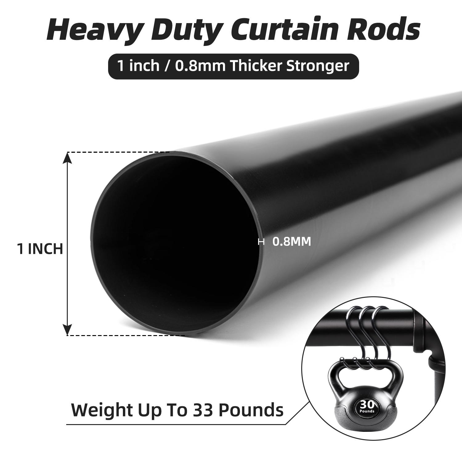 NewBuros Adjustable Industrial Curtain Rod, 32-120 Inches photo 4