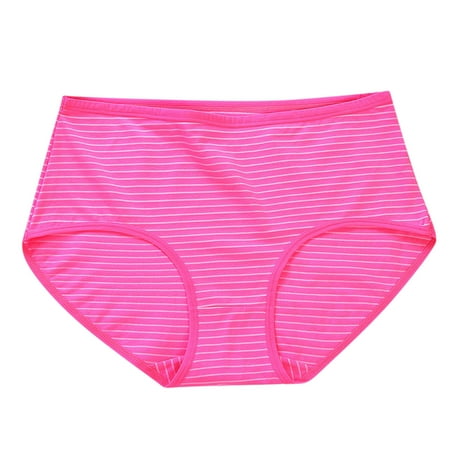 Bigersell Womens Underwear High Waist Clearance Plus Size Womens Underwear Bikini Panty Style P-410 Polyester Cheeky Panties No Show Thongs Ladies Briefs High Waist Women s Panties Hot Pink XL