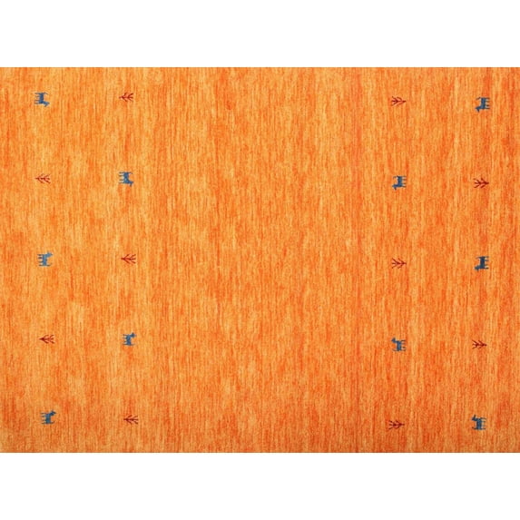 Ahgly Company Machine Washable Indoor Rectangle Contemporary Dark Orange Area Rugs, 2' x 4'