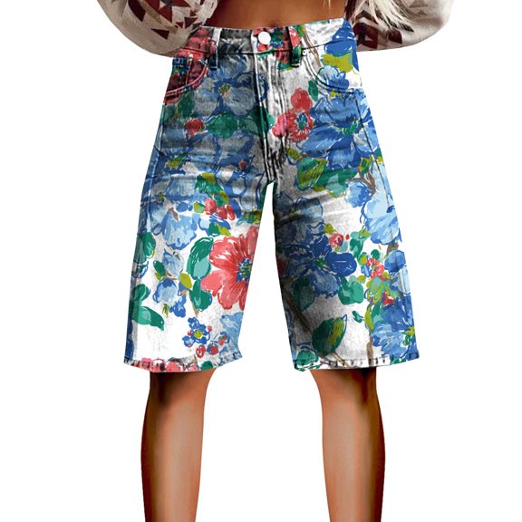 kaondbfi Women's Summer High Waisted Shorts Knee Length Fashionable and Casual Style with Pockets Lightweight and Breathable