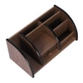 thumbnail image 2 of Wooden Desk Organizer w/ Drawer & Book End, Classic Wood Office Supplies Accessories Desktop Tabletop Sorter Shelf Rack Cherry Brown Pencil Holder Caddy Set (6 Compartments), 2 of 7