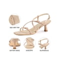 thumbnail image 4 of BLISSFUL STEP Women's Back to School Strappy Kitten Heel Sandals Square Toe Buckle Slingback Shoes Nude 11, 4 of 7