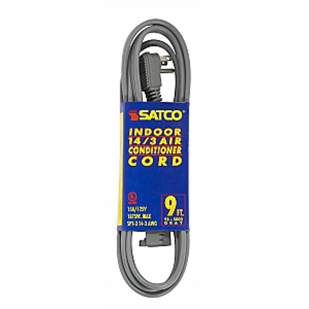 Satco 14/3 Ga Spt3 Gray Air Conditioner Appliance Cord 9 Ft 143 Spt