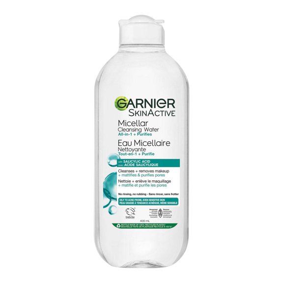 Eau micellaire Garnier à l'acide salicylique pour les peaux grasses à acnéiques sensibles