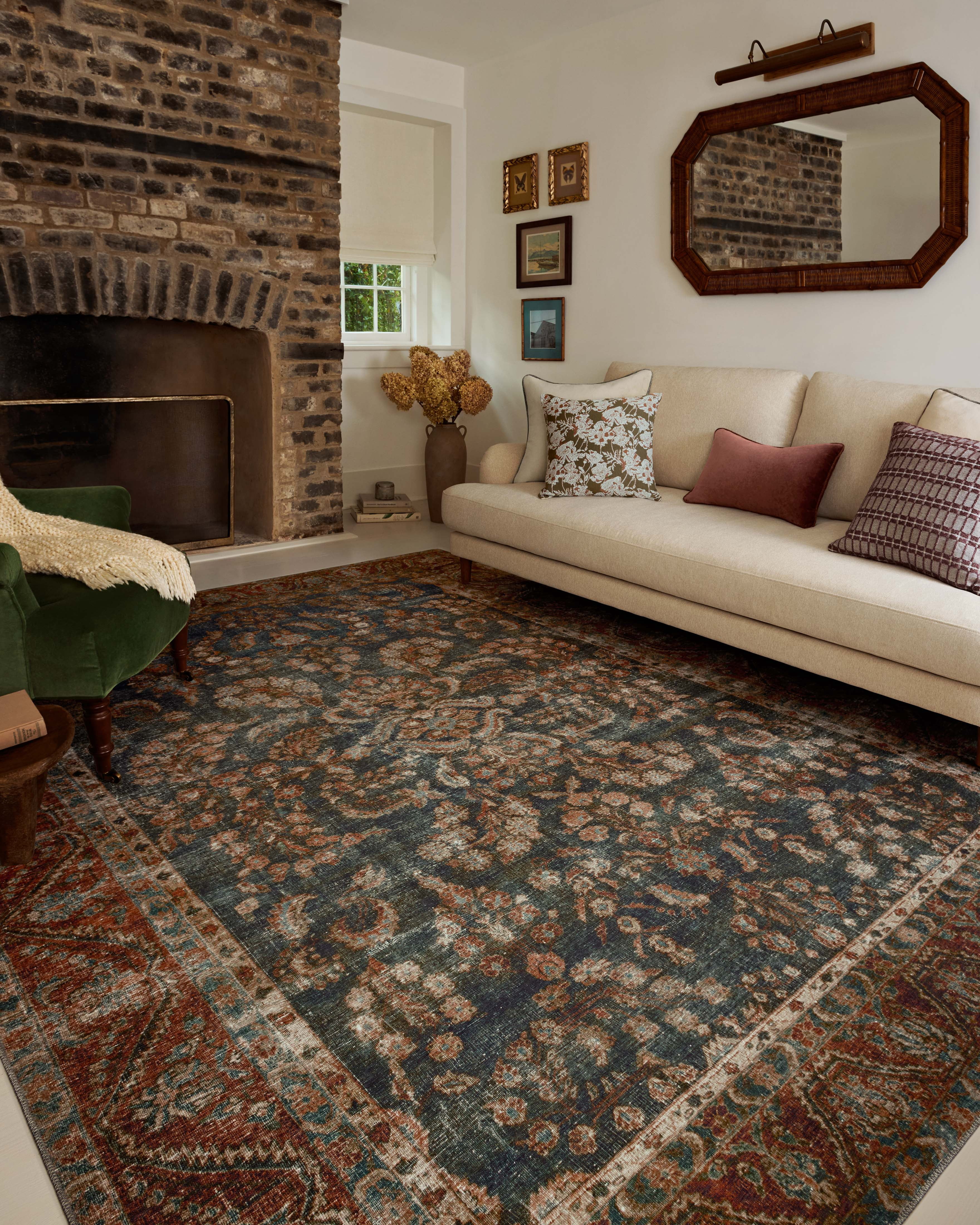 Chris Loves Julia x Loloi Jules Ocean / Spice 3'-6" x 5'-6" Area Rug