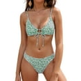 thumbnail image 2 of WUANDIXFA Bikini Taille Haute pour Femme Maillot de Bain Femme Bikini Taille Haute 2026 Maillot de Bain Mode Deux Pièces Rétro Froncé Taille Haute Ensemble Bikini Imprimé Vert,P, 2 of 6