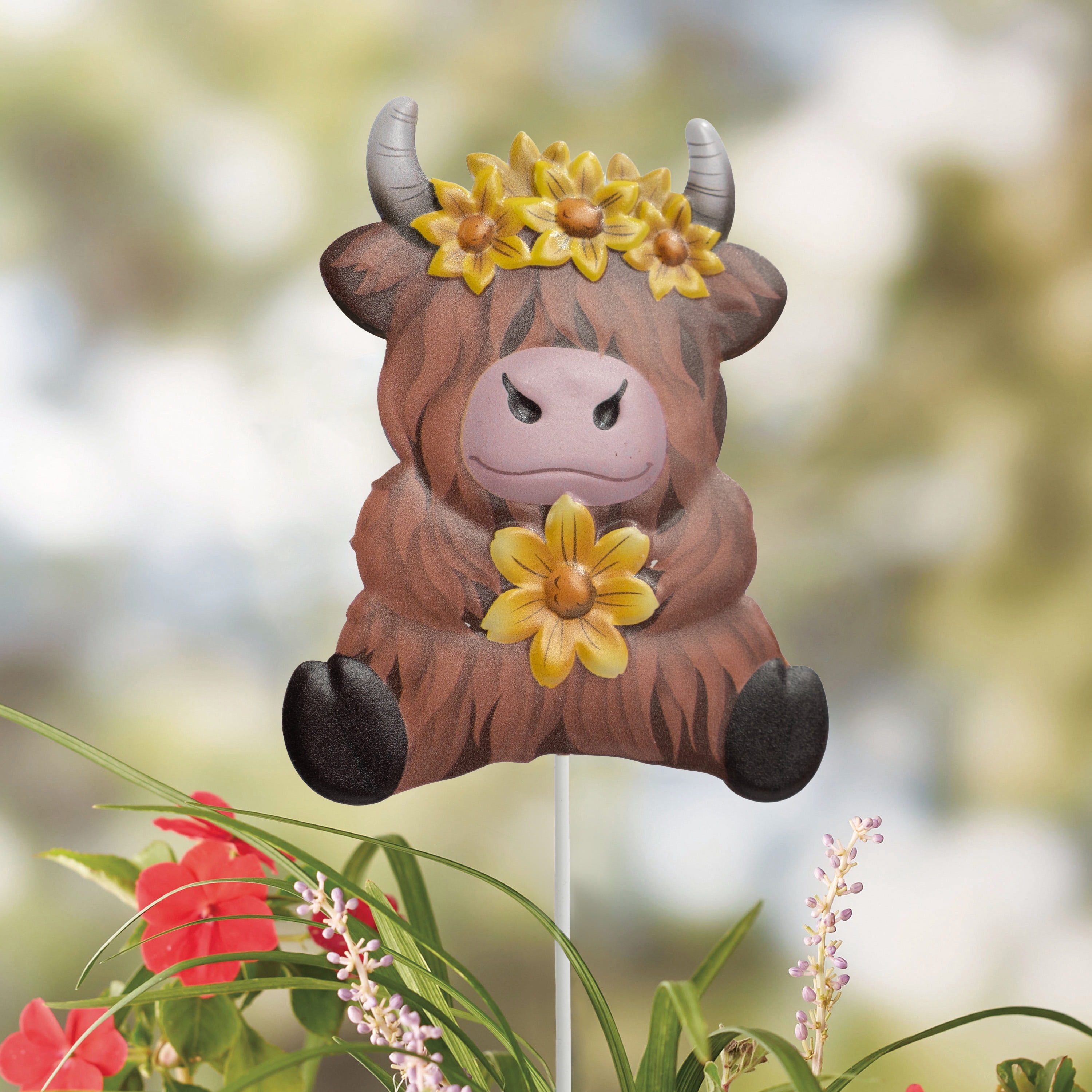 Mainstays Weather-Resistant Metal Highland Cow Garden Stake