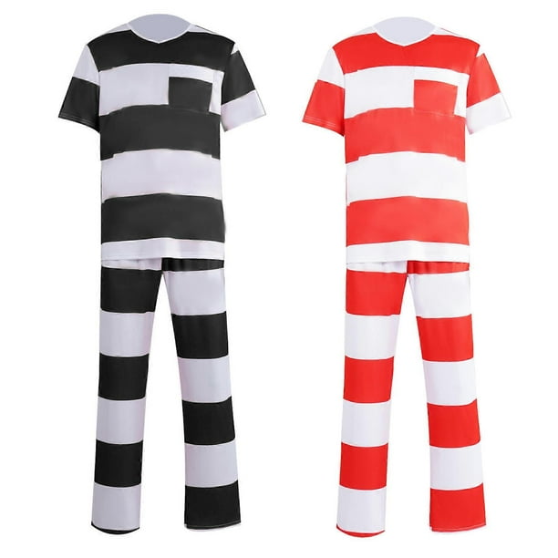 Disfraz de recluso a rayas de Halloween para adultos, unisex, divertido, para fiesta, 2025