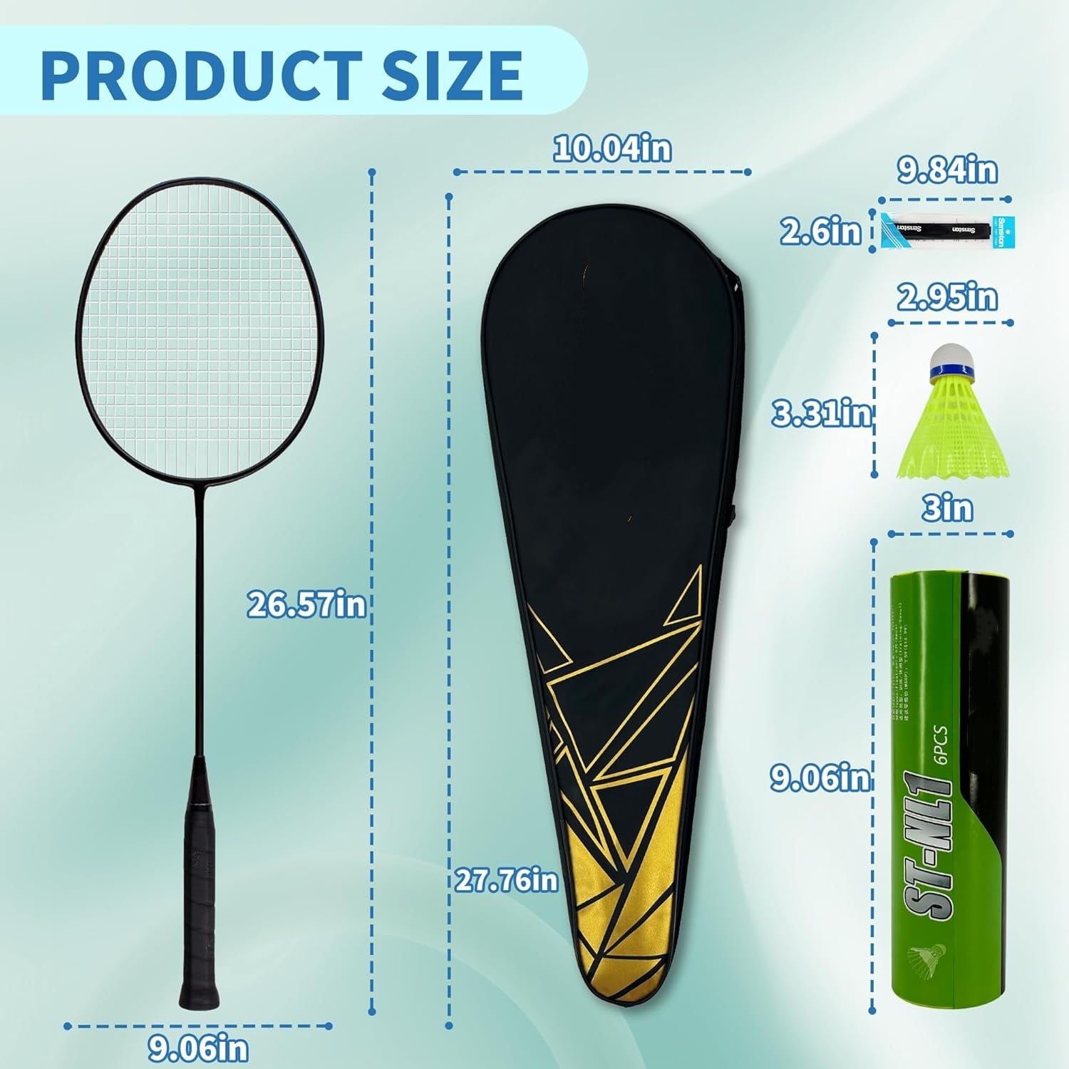 Professional Badminton Rackets Set of 4 - Carbon Fiber, 6 Shuttlecocks, 4 Grips & Bag for Backyard Games | 90g Lightweight