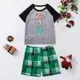 thumbnail image 2 of Penkiiy Matching Family Pajamas Christmas Pajamas for Family Xmas Matching Sets Short Sleeve Shirts and Plaid Shorts Santa Christmas Tree Sleepwear Two-piece Sets Sky Blue 6-7 Years, 2 of 7
