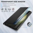 thumbnail image 4 of for Samsung Galaxy S23 Ultra 5G Case View Clear Smart Window Leather for Samsung S23 Ultra Case Luxury Flip Slim Mirror Hard PC Kickstand Shockproof Galaxy S23 Ultra Cover Protective (Black), 4 of 7