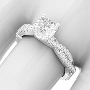 Sterling Silver Full Side Stones Twisted Vine Simulated 1.0 CT Diamond Engagement Ring Promise Bridal Ring (3.5)